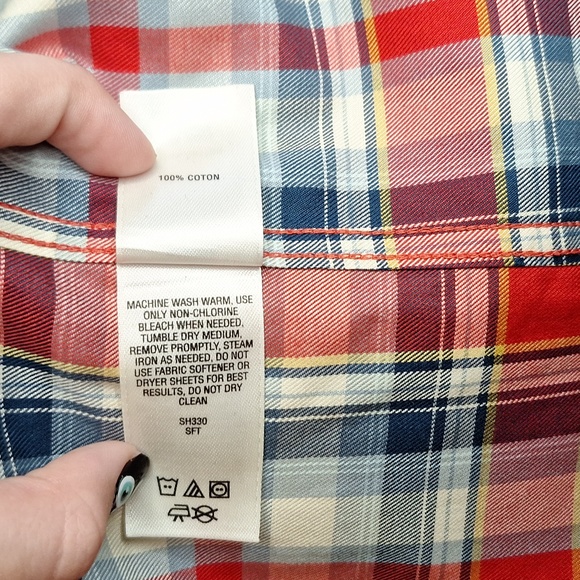 Cabela’s Mens Red Blue Plaid Outfitter Series Shirt M Med Lk New - Picture 8 of 8